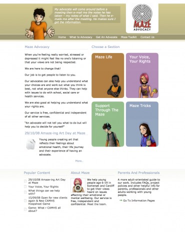 Maze Advocacy Homepage Screenshot