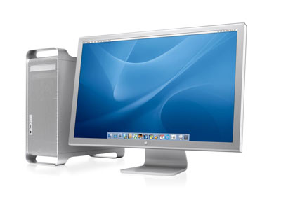 An apple big screen and PowerMac G5